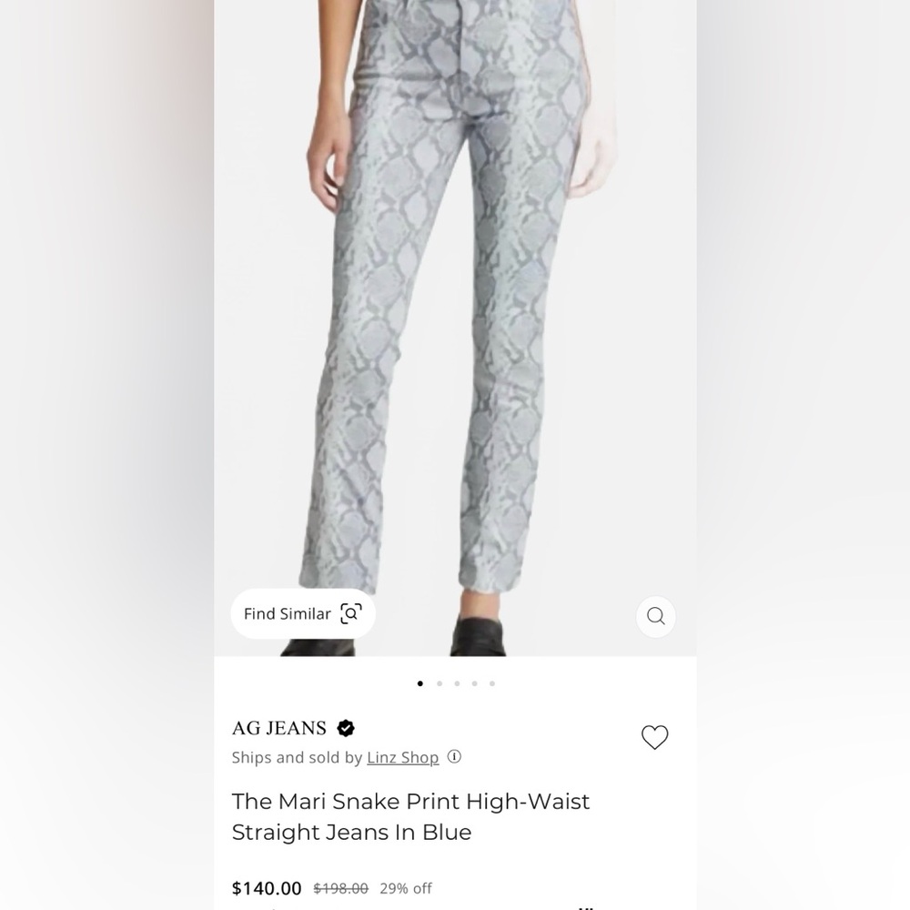 AG Adriano Goldschmied The Mari  Women's Snake Print Straight Leg Jeans - black
